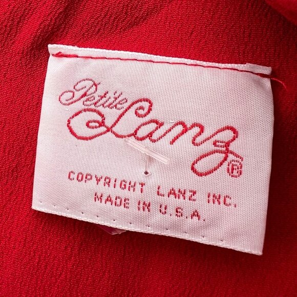 Vintage Red Lanz Mini Dress Bow Waist Long Sleeve Made in USA XS Petite - Picture 3 of 9